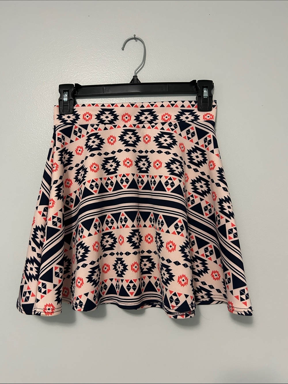 Charlotte Russe Aztec Circle Skirt in Cream, Navy & Coral